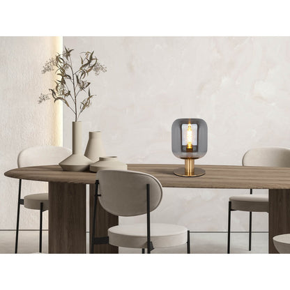 Glazen Tafellamp Alessio Goud/Rookglas - 30 cm (E14)