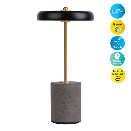 Acculamp Seta Zwart Metaal/Beton - 30 cm