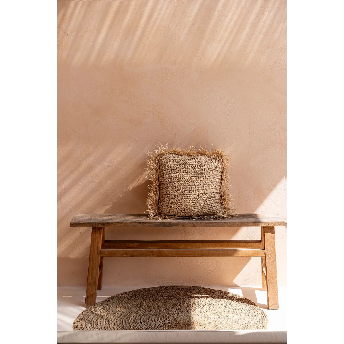 Raffia kussenhoes naturel - 60x60 cm