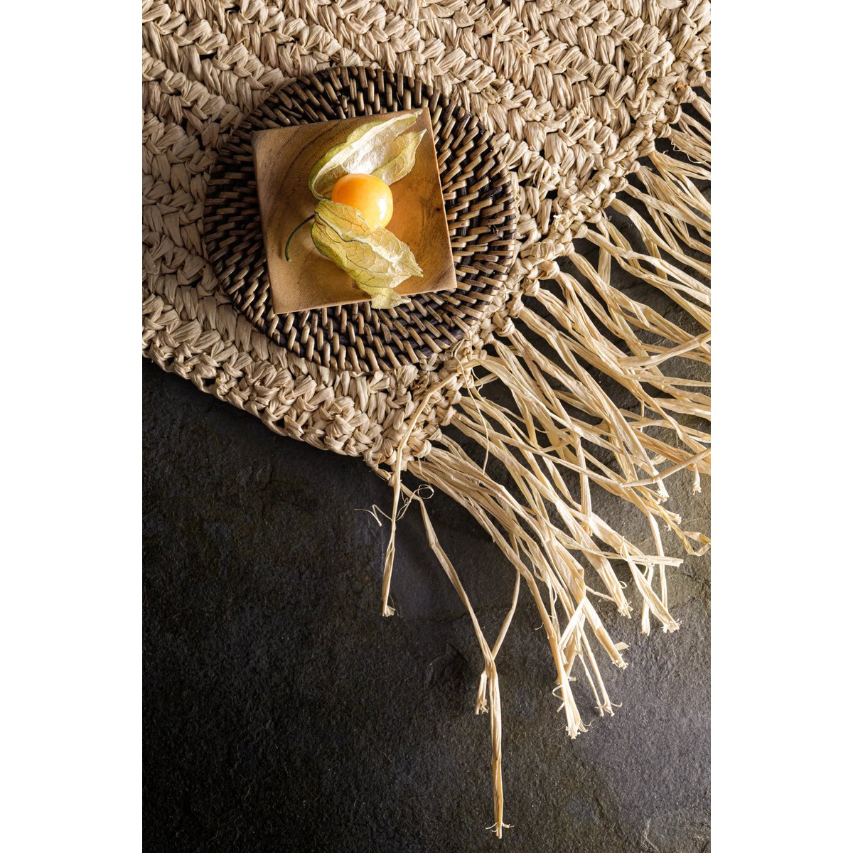 Raffia placemat Fringe naturel - 60 cm