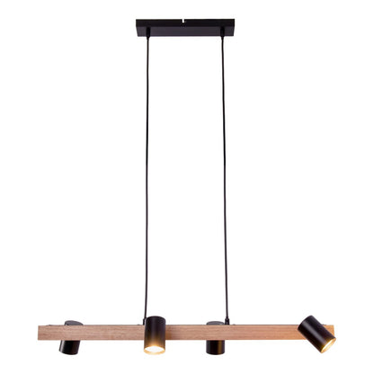 Hanglamp Frida 4-Lichts Zwart/Hout - 80 cm (GU10)