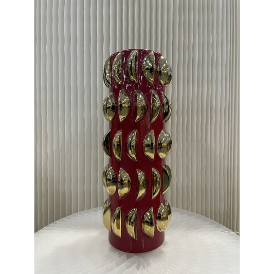 Porseleinen vaas 11654-18 rood/goud