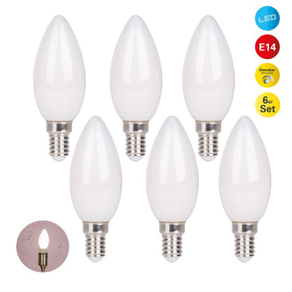 LED-kaarslampen (6-delig) - E14, 4W, Opaalglas