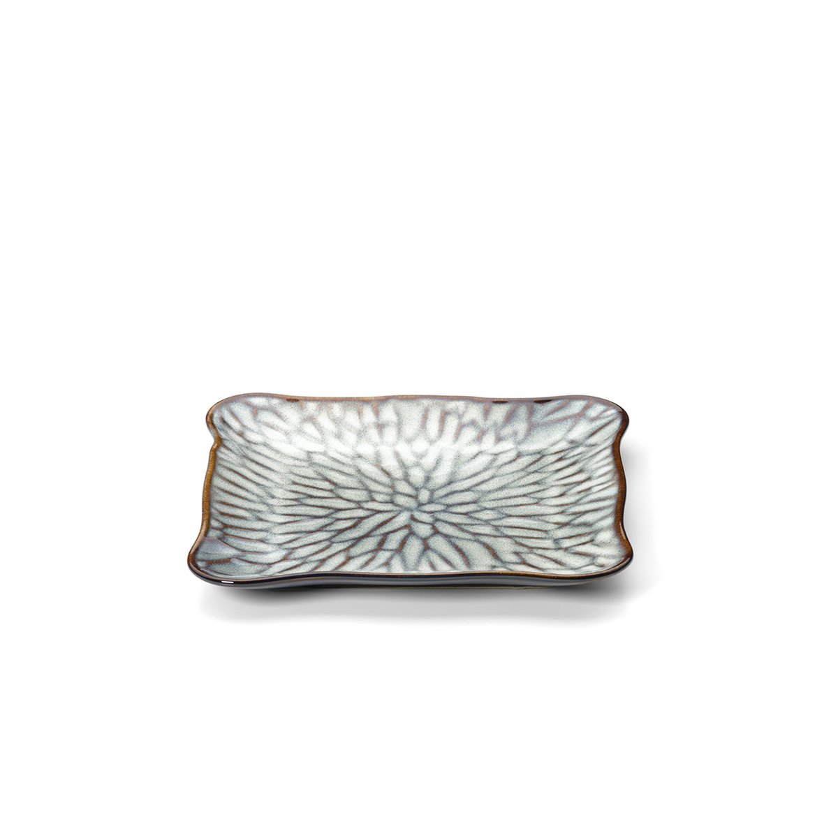 Porseleinen bord Lotus ice square grijs bruin - M