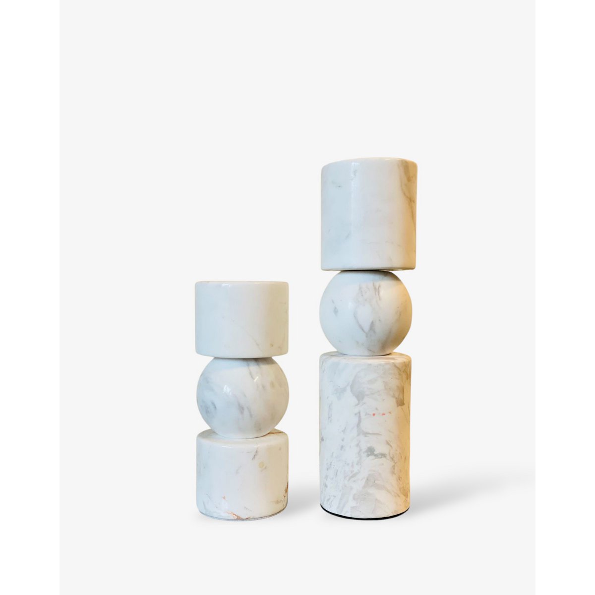 Marmeren kandelaar M wit - 29,5 cm