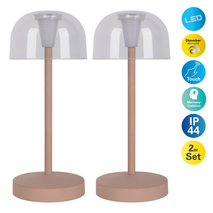 LED Acculamp Gomba Amandel Mat (Set van 2) - 18,5 cm