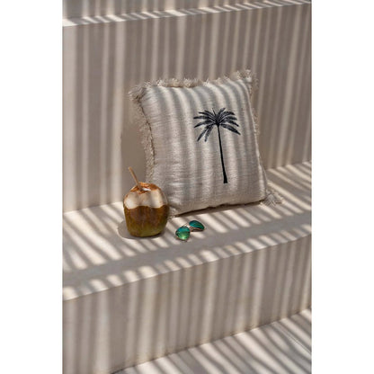 Kussenhoes Gili palm natuurlijk zwart