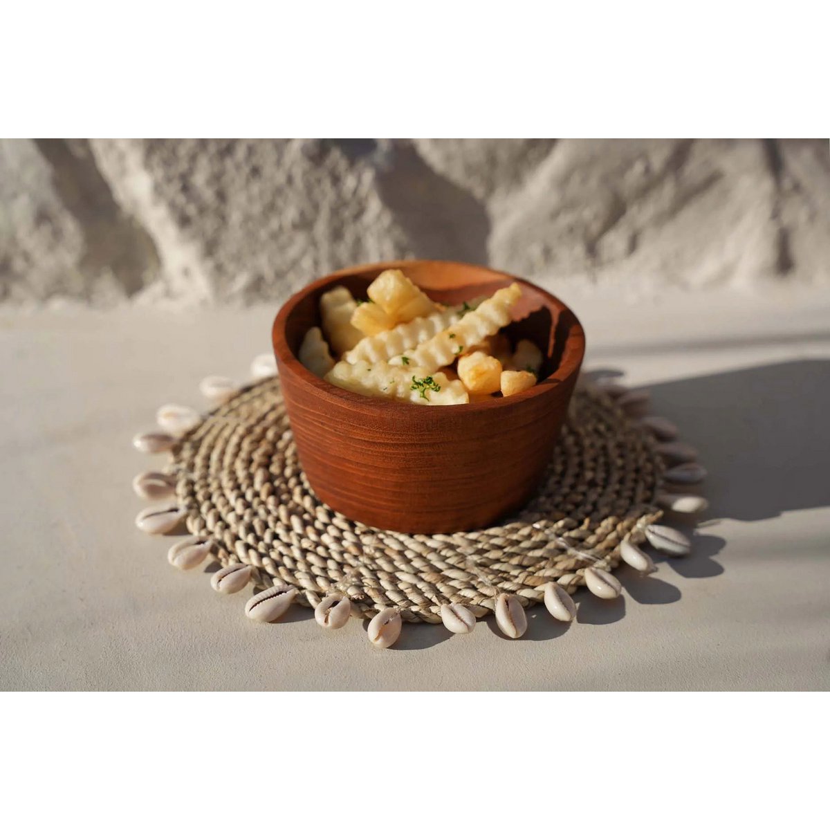 Teak schaal Popcorn naturel