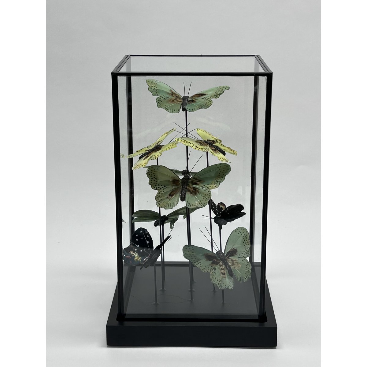 Glazen stolp Vlinder yf-01 groen - 19 x 19 x 31,5 cm
