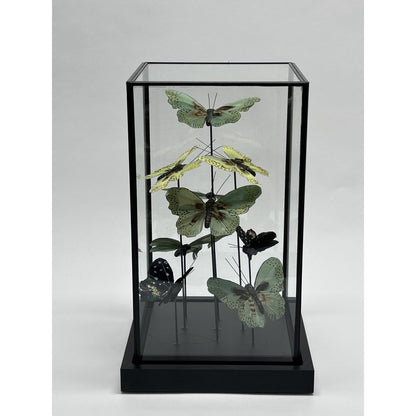 Glazen stolp Vlinder yf-01 groen - 19 x 19 x 31,5 cm