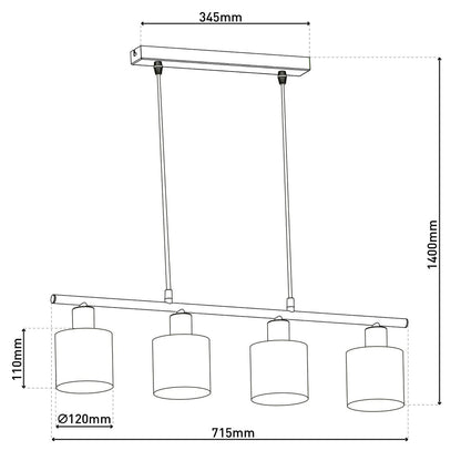 Hanglamp Maron 4-Lichts Bruin (E14)