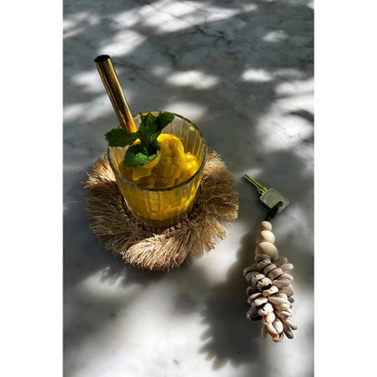 Raffia onderzetter Fringe natuurlijk