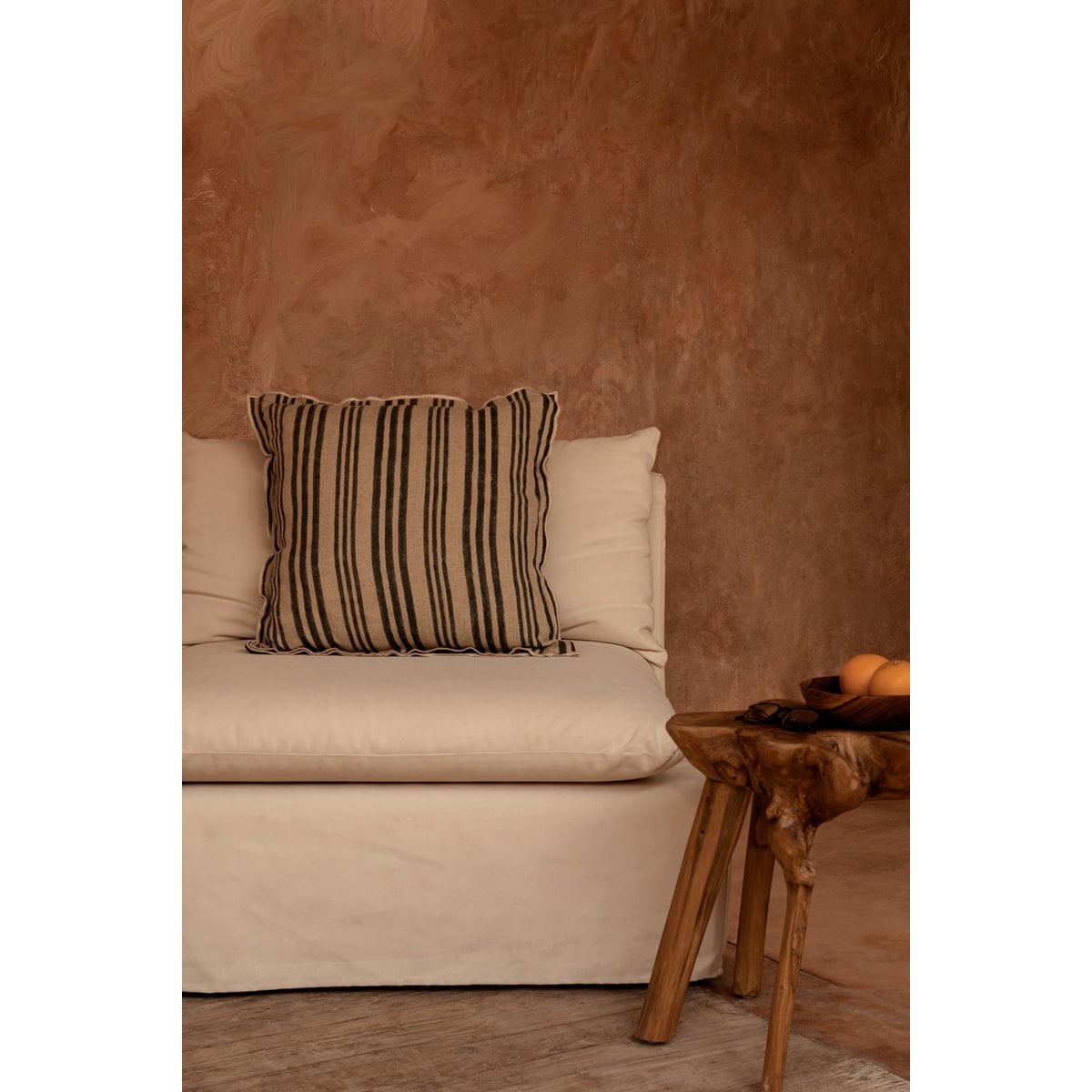 Kussenhoes Nordic stripe natuurlijk zwart - 50 cm