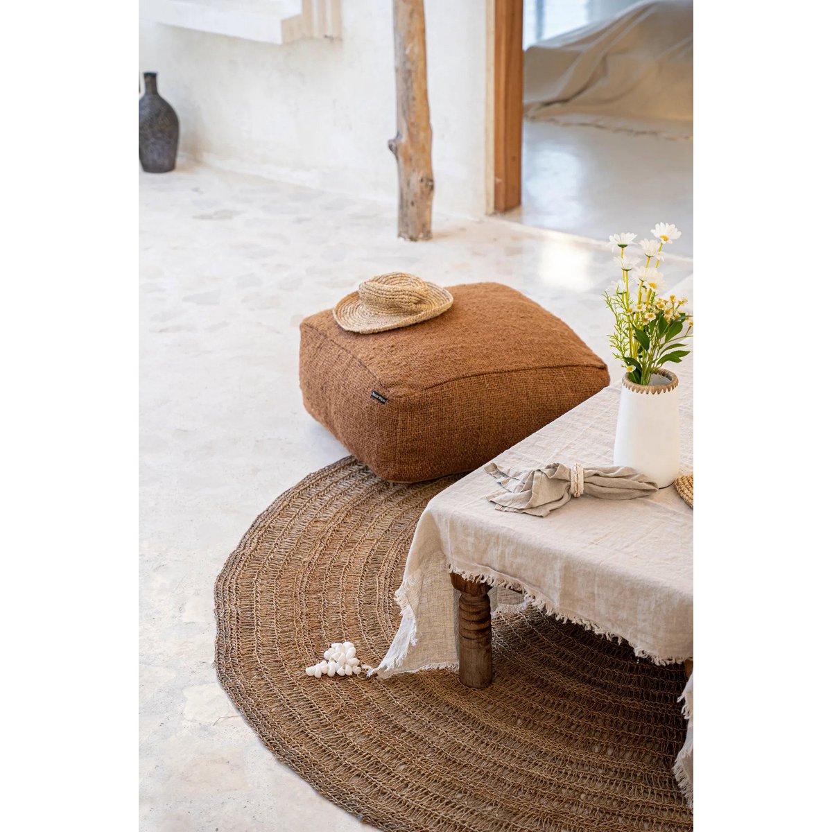 Ronde zeegrastapijt naturel - 200 cm