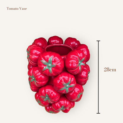 Porseleinen tomatenvaas rood