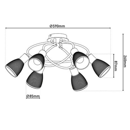 Plafondlamp Lindita 6-Spots (excl. lampen)