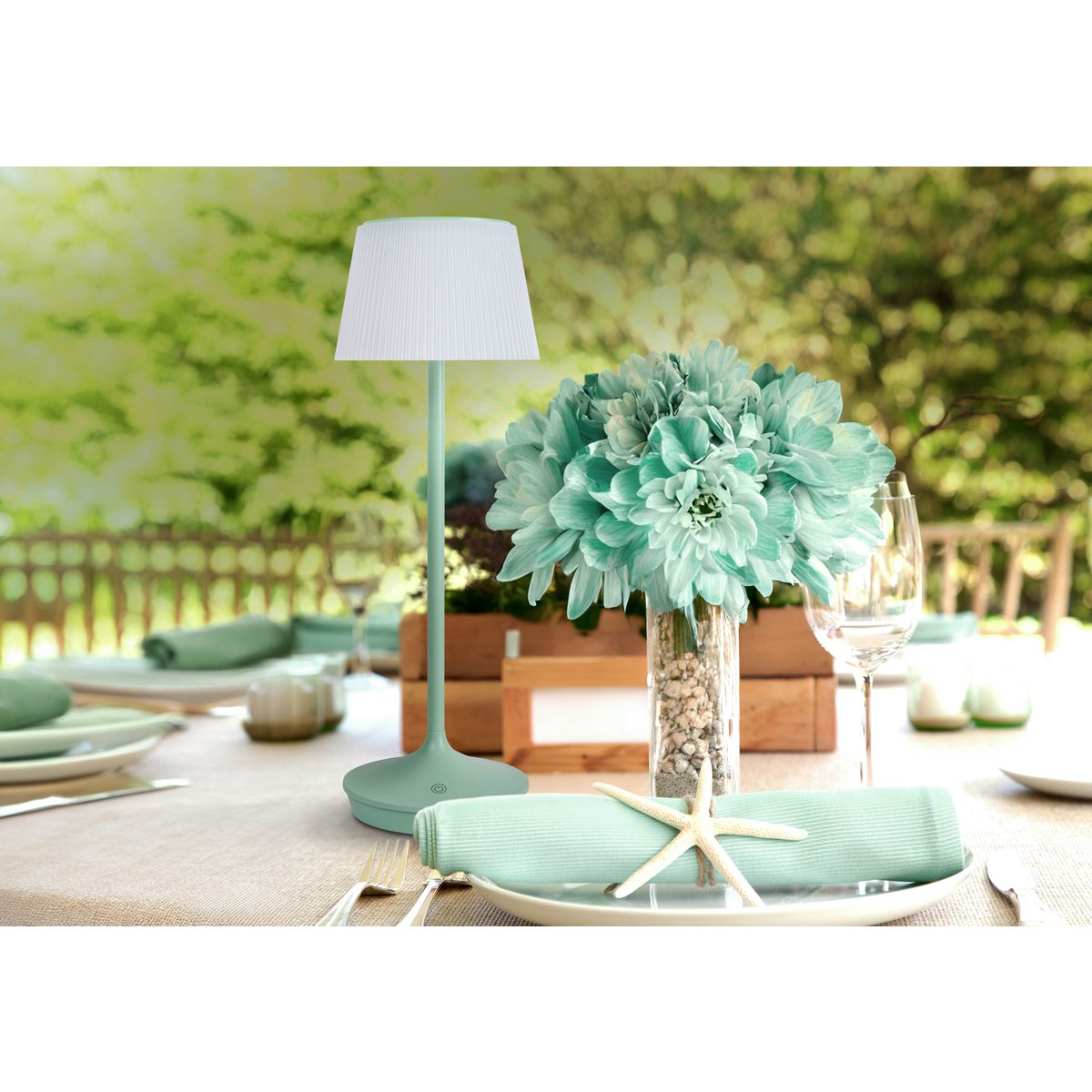 Solar Tafellamp Emmi Mint/Wit - 38 cm (Dimbaar)