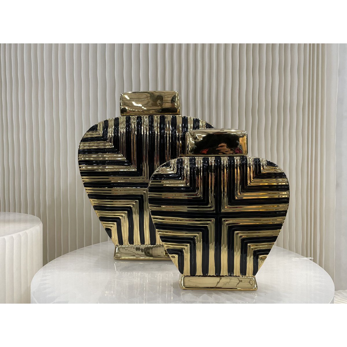 Porseleinen pot Kunstdecor goud/zwart