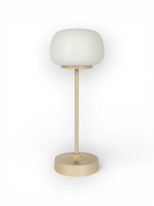 LED Acculamp Pina Beige/Wit Glas - 30 cm