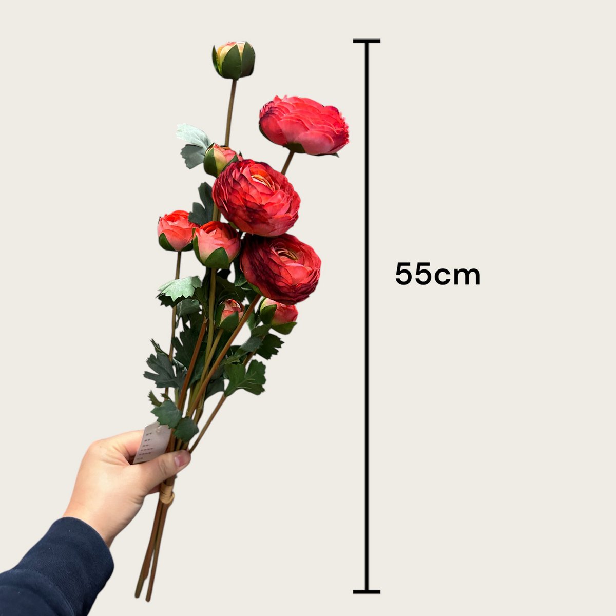 Kunstbloemen Ranonkels rood - 55 cm