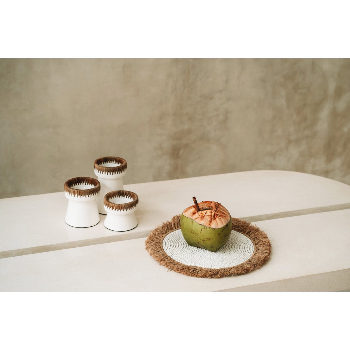 Raffia placemat Waterhyacint wit naturel