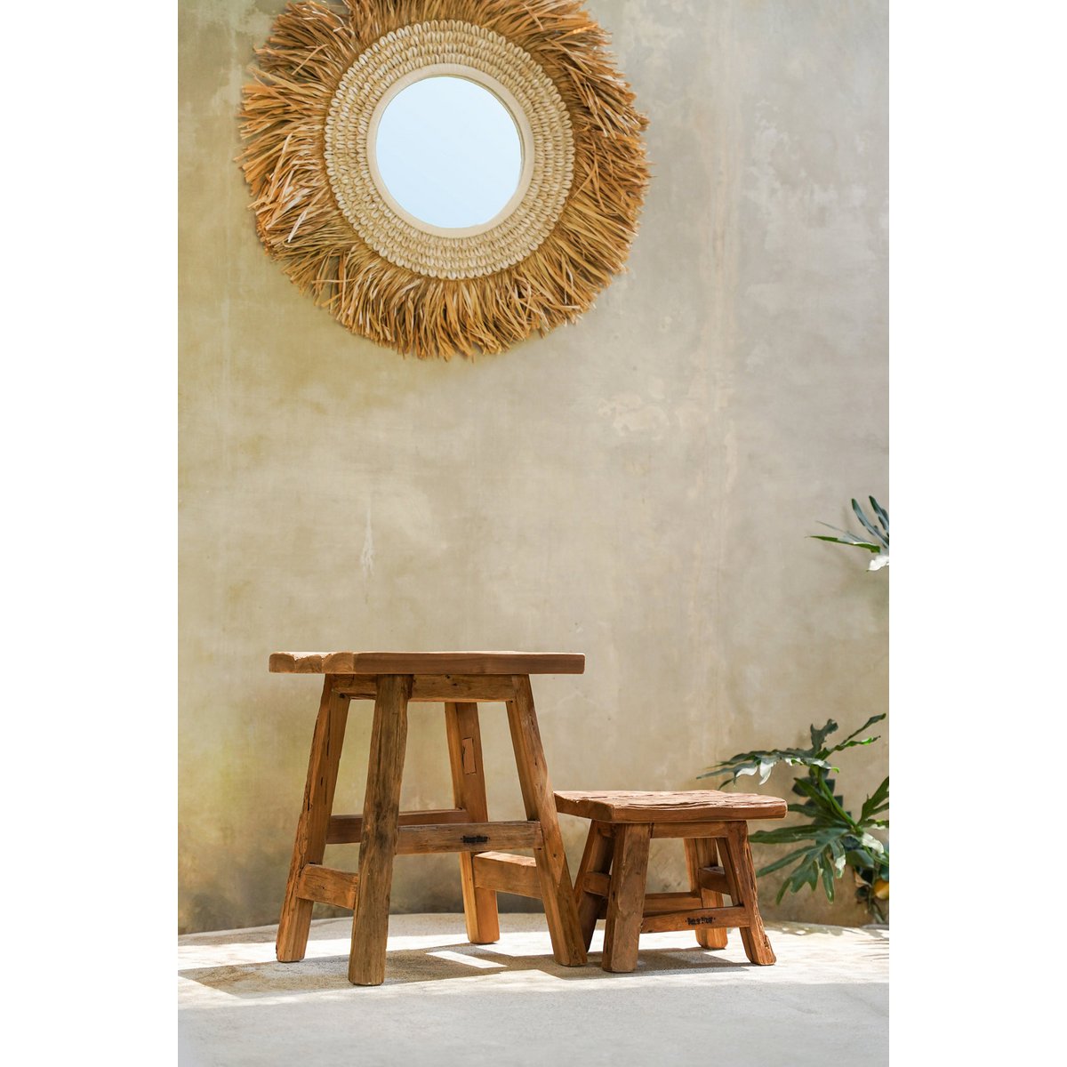 Teakhouten kruk Yoke naturel - S