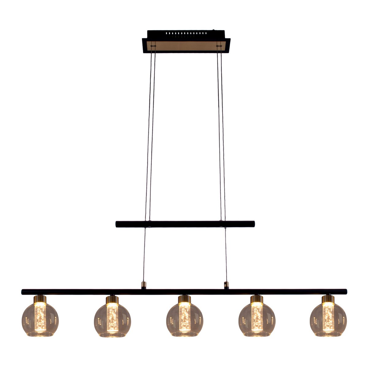 LED Hanglamp Messing/Zwart Glas - 90 cm