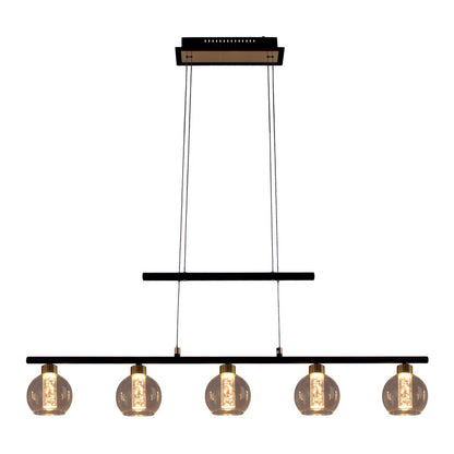LED Hanglamp Messing/Zwart Glas - 90 cm