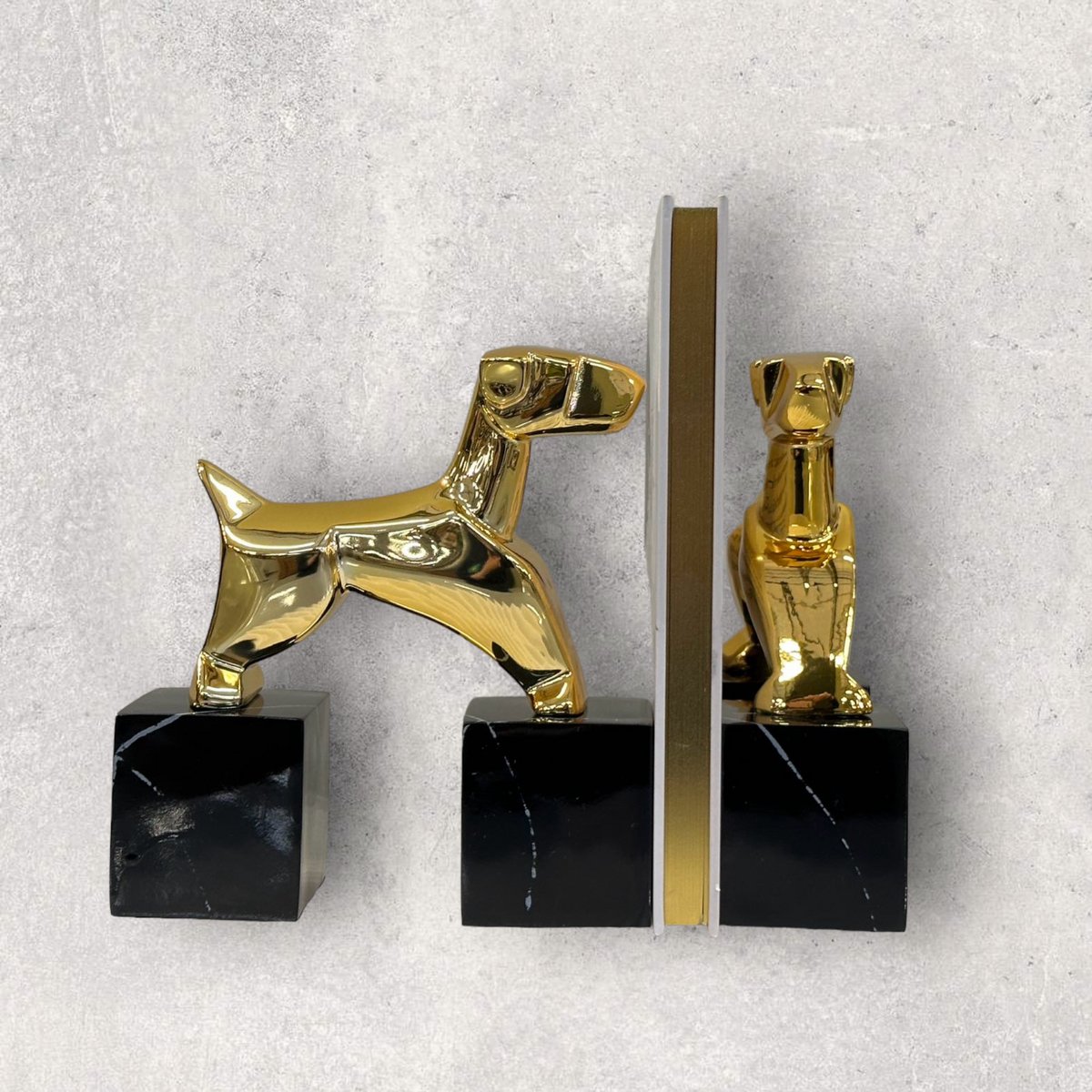Chroom boekensteunen Terrier goud (Set van 2)