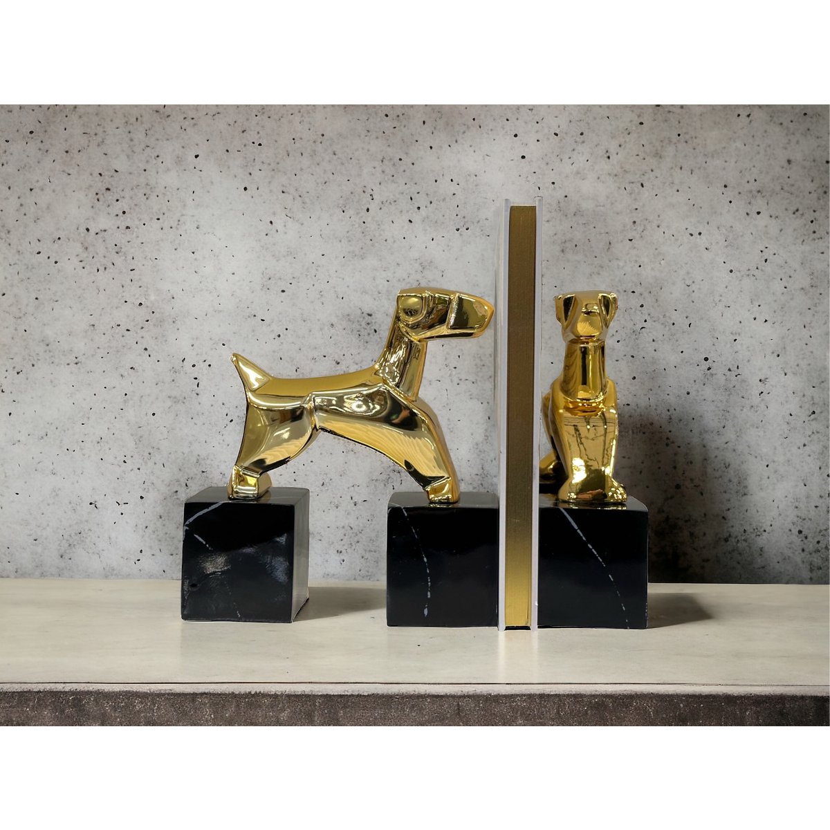 Chroom boekensteunen Terrier goud (Set van 2)