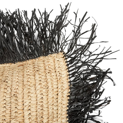 Raffia kussenhoes Raffia naturel/zwart - 40 cm