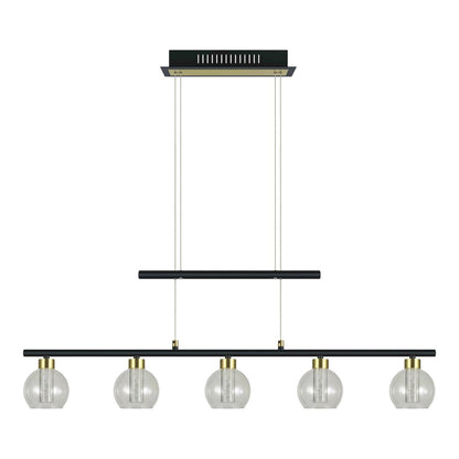 LED Hanglamp Messing/Zwart Glas - 90 cm