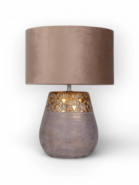 Keramische Tafellamp Bronco Beige/Goud - 39 cm (E14)