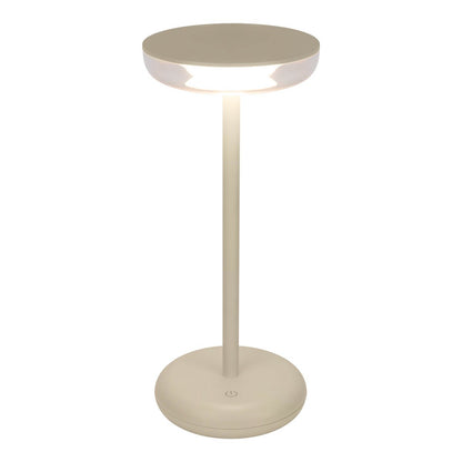 Noteloze tabletlicht "Pasi" voor buiten en binnen, gemaakt van metaal en plastic in beige, dimable, met aanraking en geheugenfunctie, ca. 26 cm hoog - OutHome