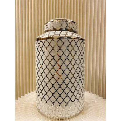 Keramische pot Mini wit/goud - 30 cm