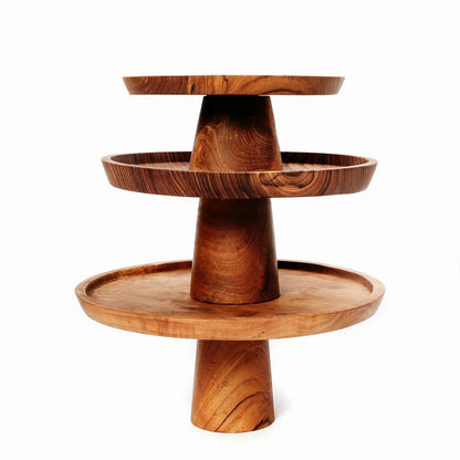 Teakhouten gebaksbord Root bruin - 24 cm