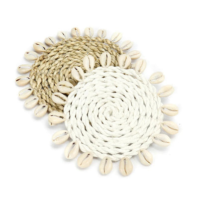 Zeegras onderzetter Seagrass shell coaster naturel