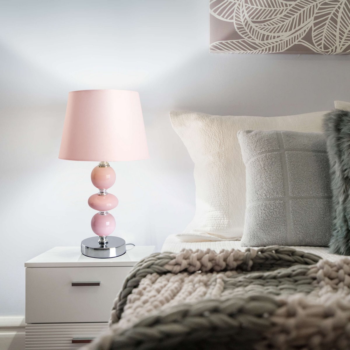 Keramische tafellamp "araga" 36 cm hoog, tafellamp gemaakt van metaal, keramiek, met tekstbladen, roze, met E14 - aansluiting, verlichting voor eetkamer, woonkamer, gang of kantoor, - OutHome