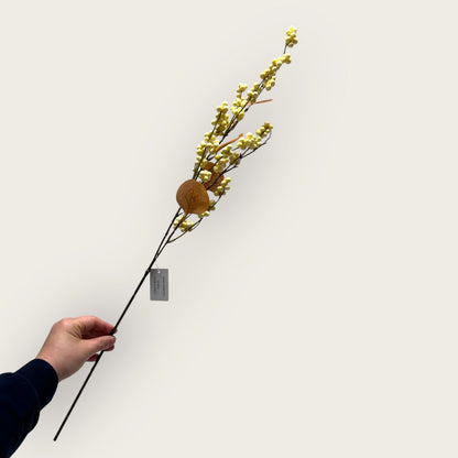 Zijden kunstbloem Vrucht wit - 83 cm