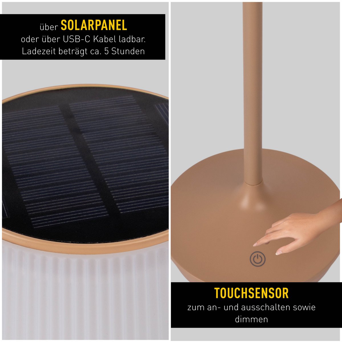 Solar Tafellamp Emmi Amandel/Wit - 38 cm (Dimbaar)