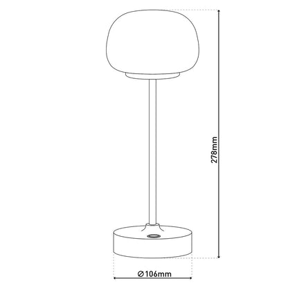 LED Acculamp Pina Zwart/Wit Glas - 30 cm