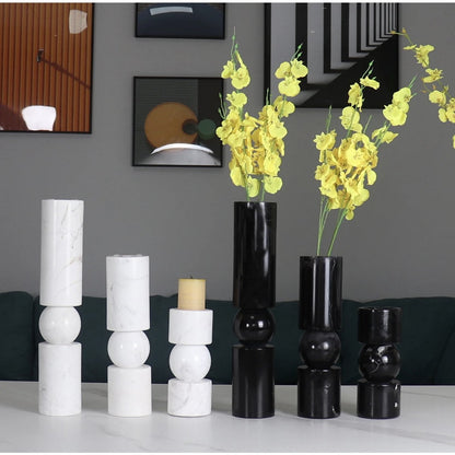 Marmeren kandelaar wit - 39,5 cm