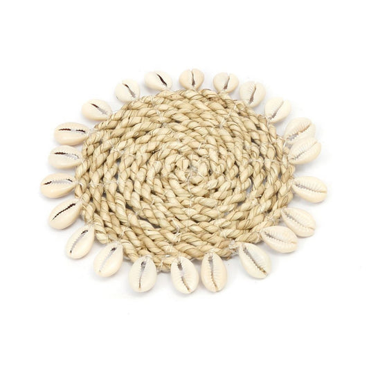 Zeegras onderzetter Seagrass shell coaster naturel