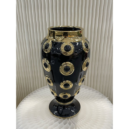 Gouden vaas Golden circle zwart/goud - 46 cm