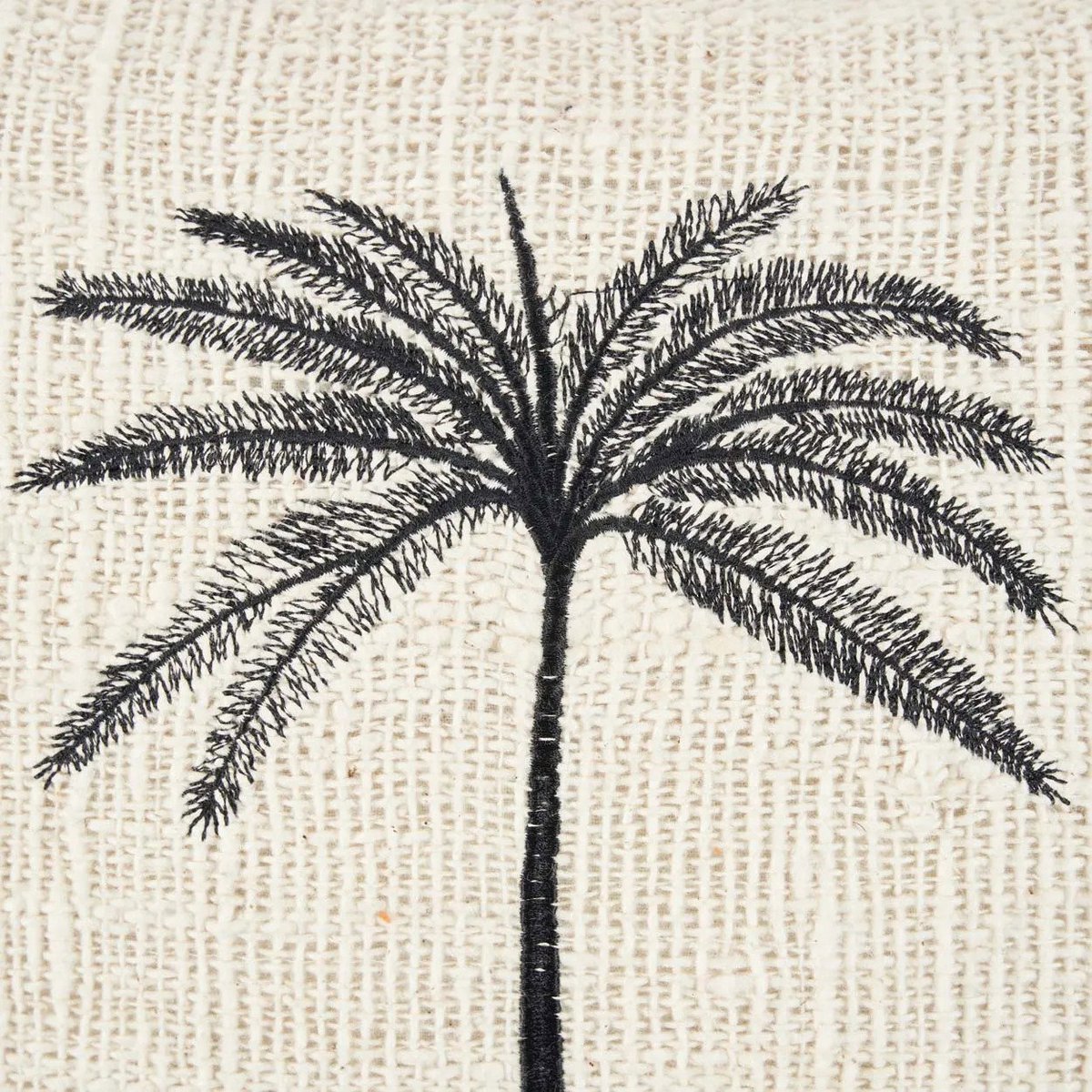 Kussenhoes Gili palm natuurlijk zwart