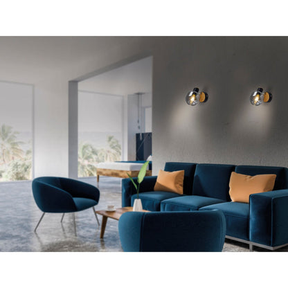 Glazen wandvlek "fumoso", wandlamp gemaakt van zwart en rookglas in zwart en de natuur, met E14 - aansluiting, voor eetkamer, woonkamer, gang of kantoor, lamp voor woonkamer, eetkamer, gang of gang 16 x 14 cm - OutHome