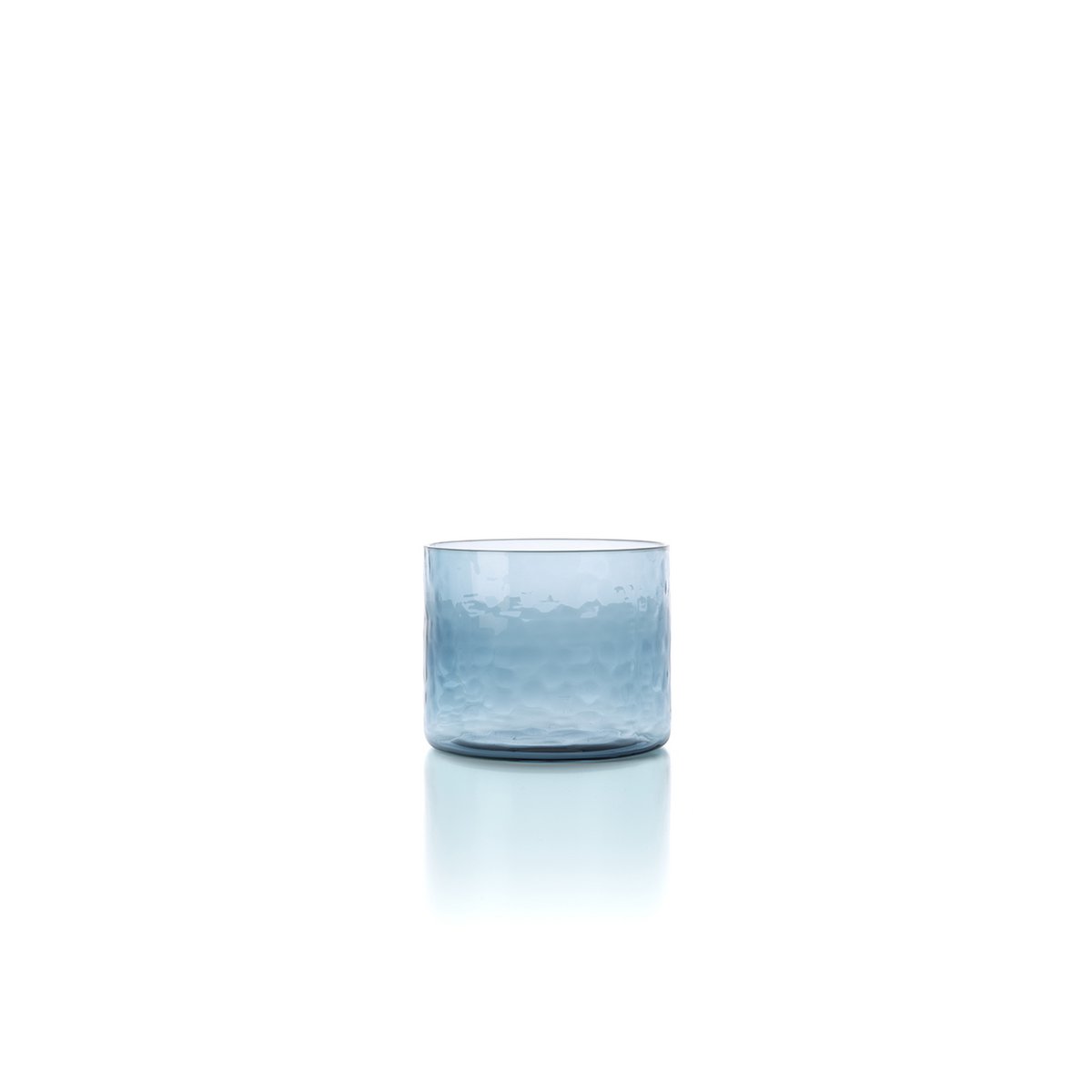 Glazen tumbler Azure hammered low blauw