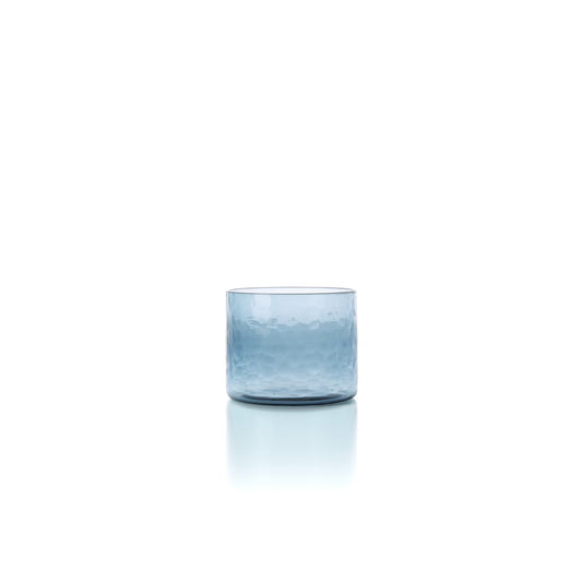 Glazen tumbler Azure hammered low blauw