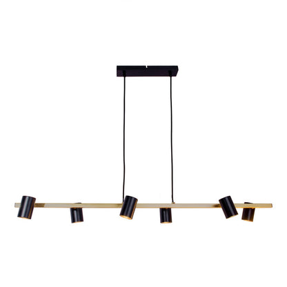 Hanglamp Frida 6-Lichts Zwart/Goud - 115 cm (GU10)