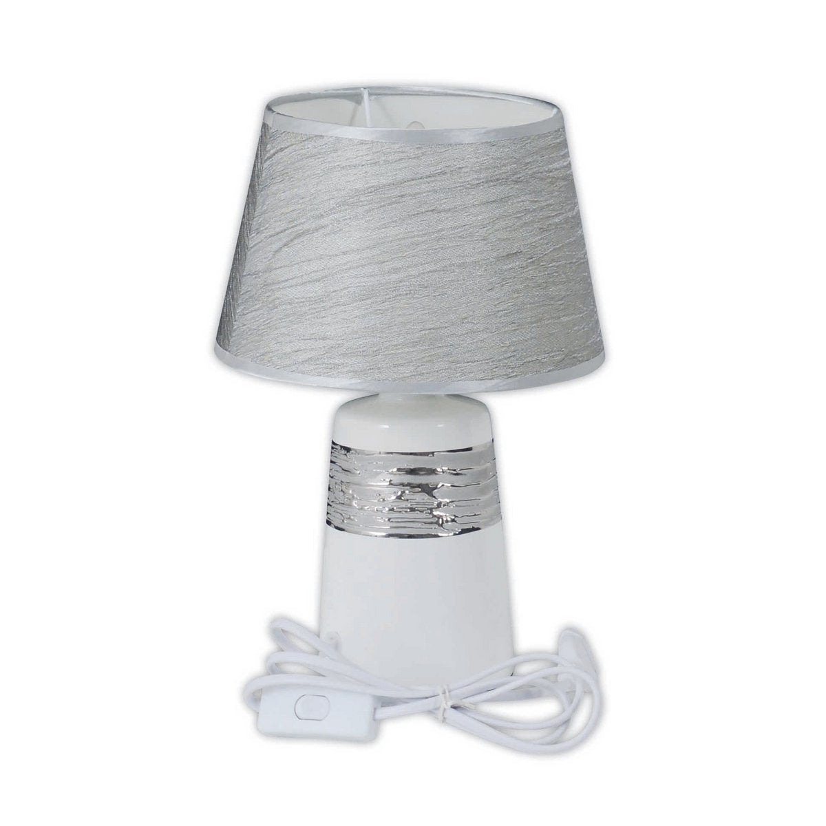 Keramische Tafellamp Vittoria Wit/Zilver - 31 cm